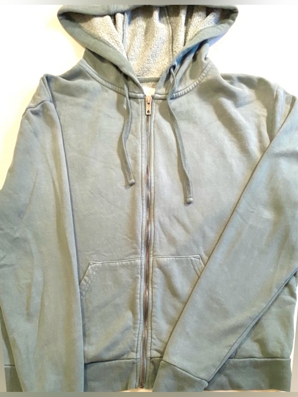 Urban Outfitters Teal Green Boxy Hooded Zip Up Sweatshirt Jacket, Medium - Picture 3 of 5